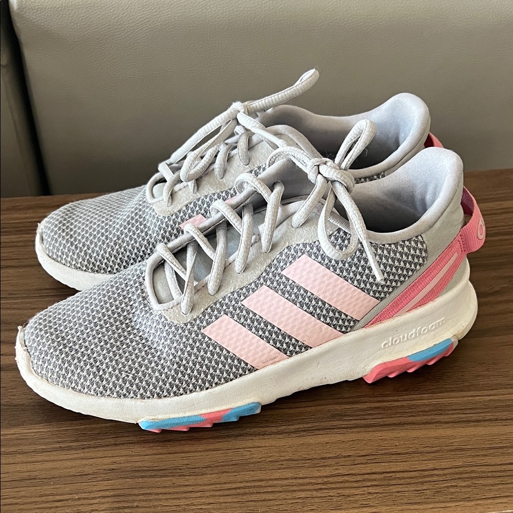 Adidas Women's Cloudfoam Gray and Pink Athletic Shoes